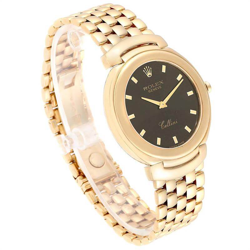 Rolex Brown 18K Yellow Gold Cellini