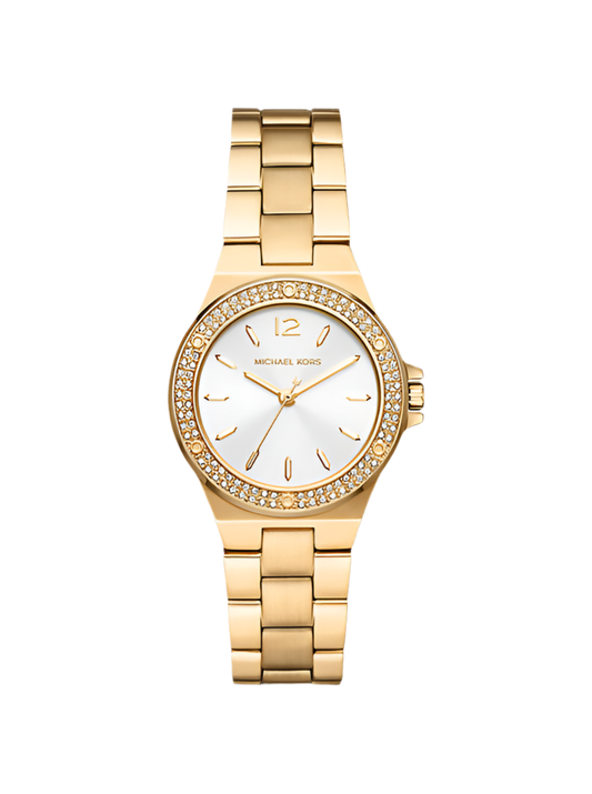 Petite montre Lennox dorée à pierres pavées MK7278