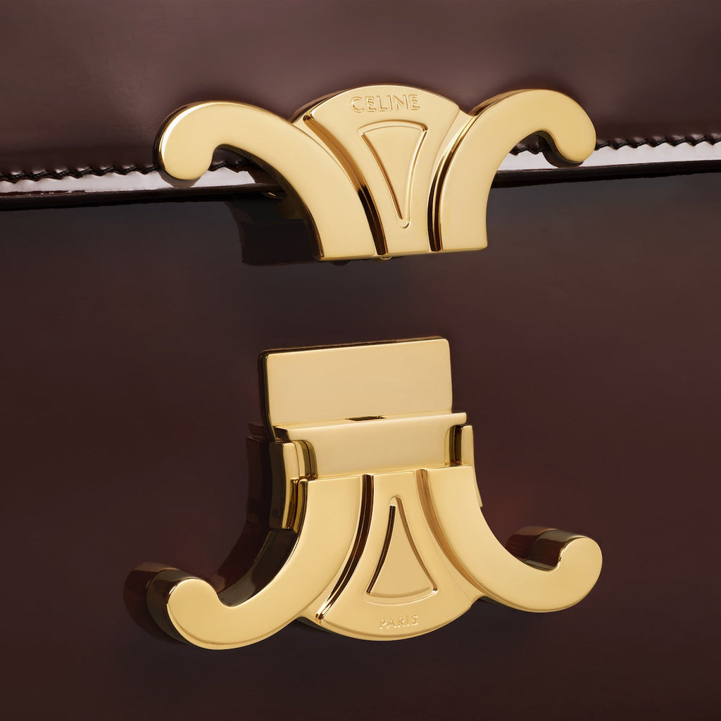 SAC TEEN GARANCE EN VEAU VERNI BICOLORE EN BRUN FONCÉ