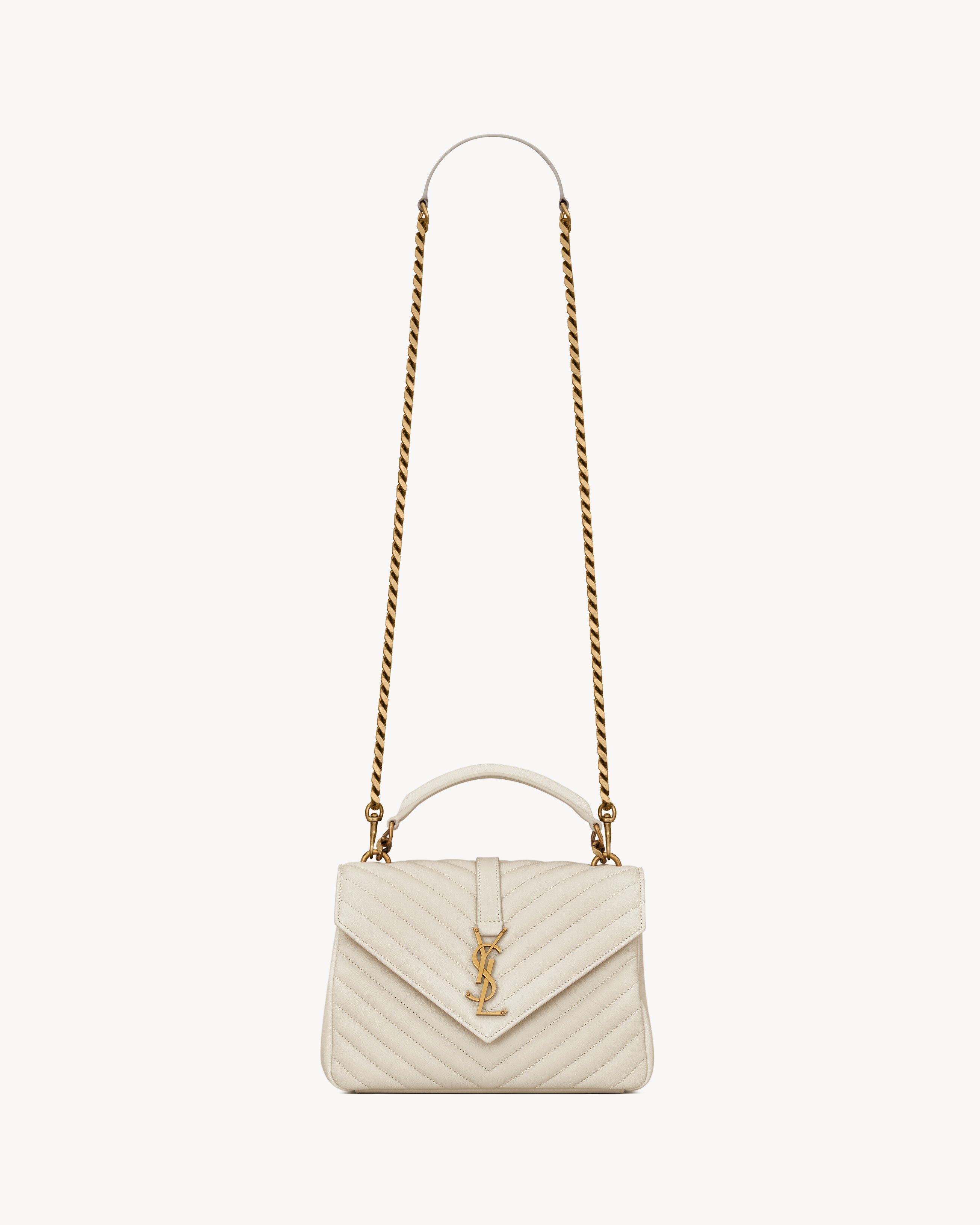 SAC YSL COLLÈGE MEDIUM EN SEMI CUIR MATELASSÉ
BLANC CASSÉ