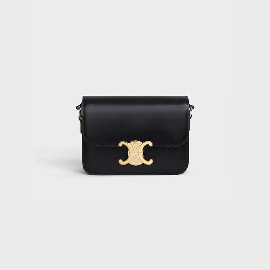 SAC TRIOMPHE TEEN VEAU BRILLANT EN NOIR ET DORÉ