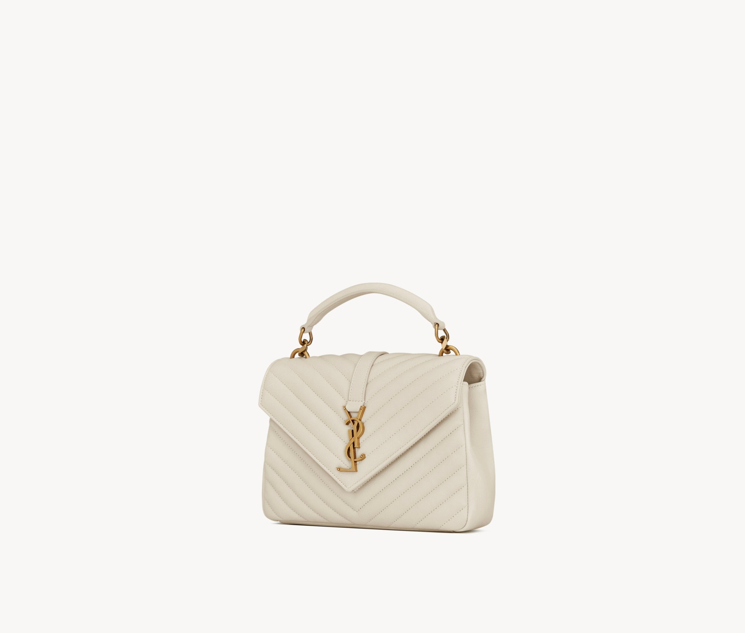 SAC YSL COLLÈGE MEDIUM EN SEMI CUIR MATELASSÉ
BLANC CASSÉ
