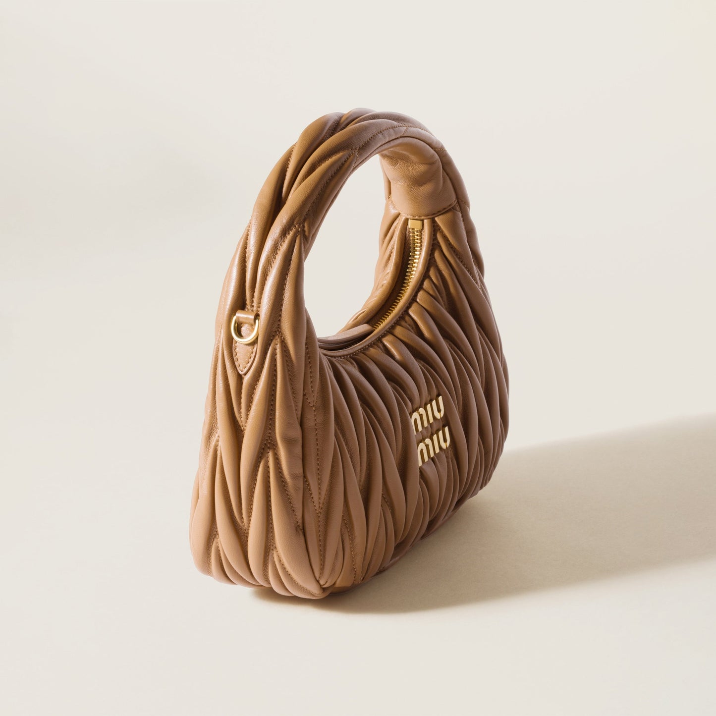 Sac hobo Wander nappa matelassé en marron foncé