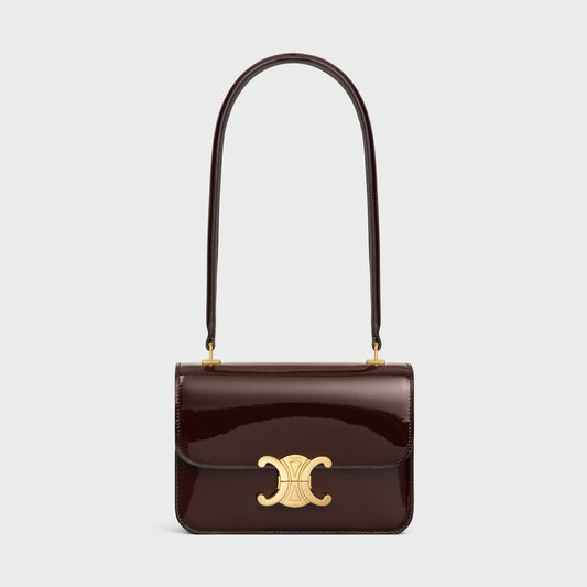 SAC TEEN GARANCE EN VEAU VERNI BICOLORE EN BRUN FONCÉ