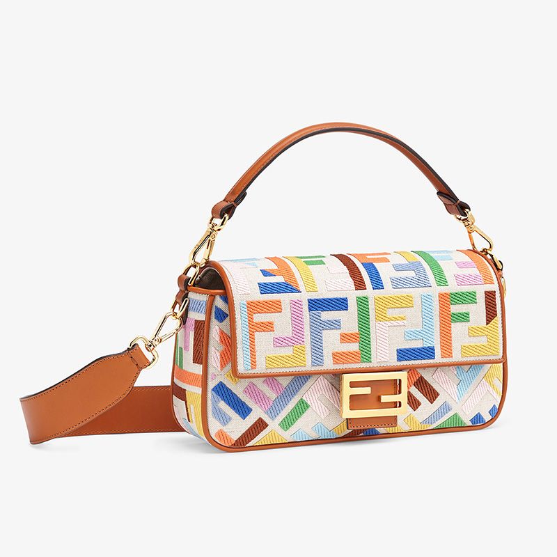 Sac Baguette moyen Fendi en toile à motif FF multicolore