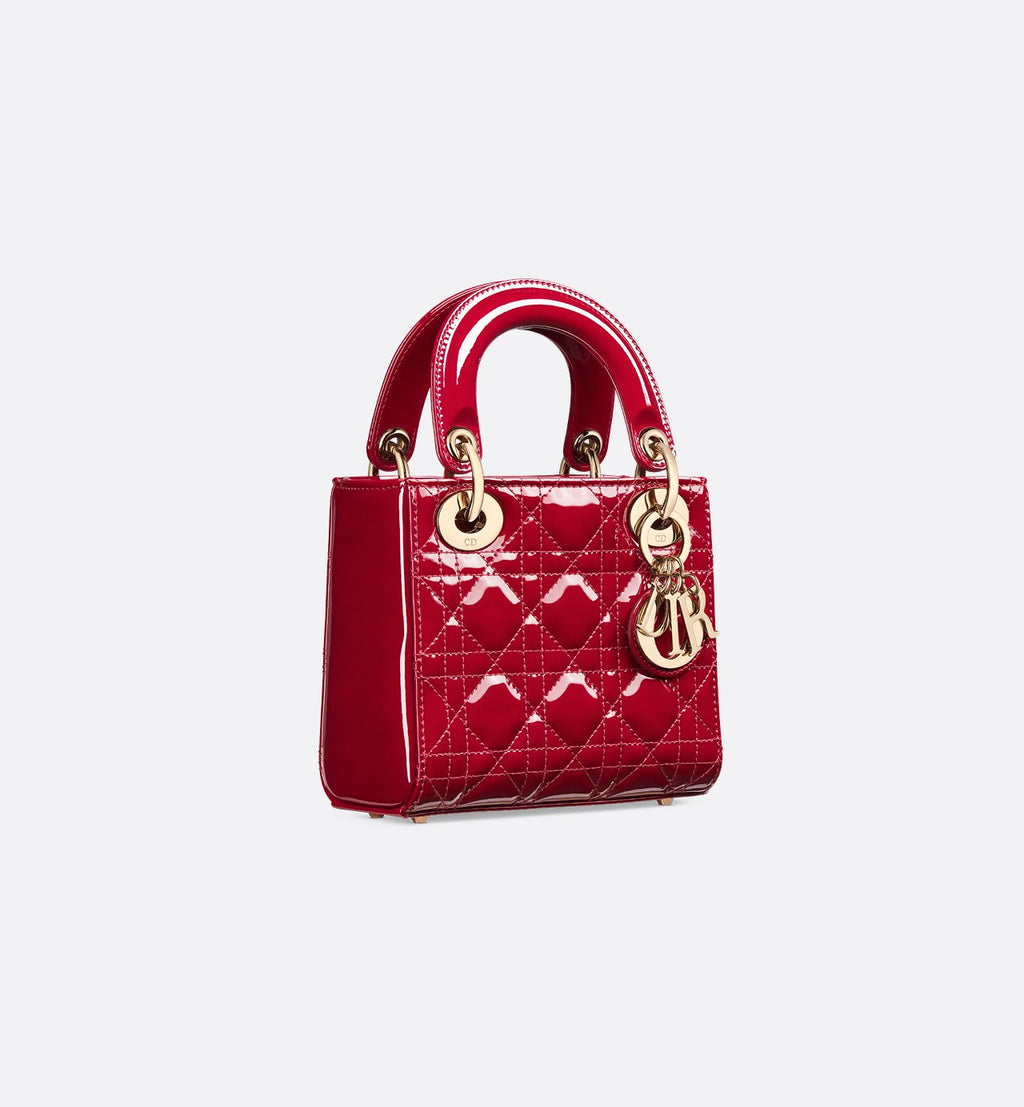 Sac Lady Dior Mini verni rouge cerise