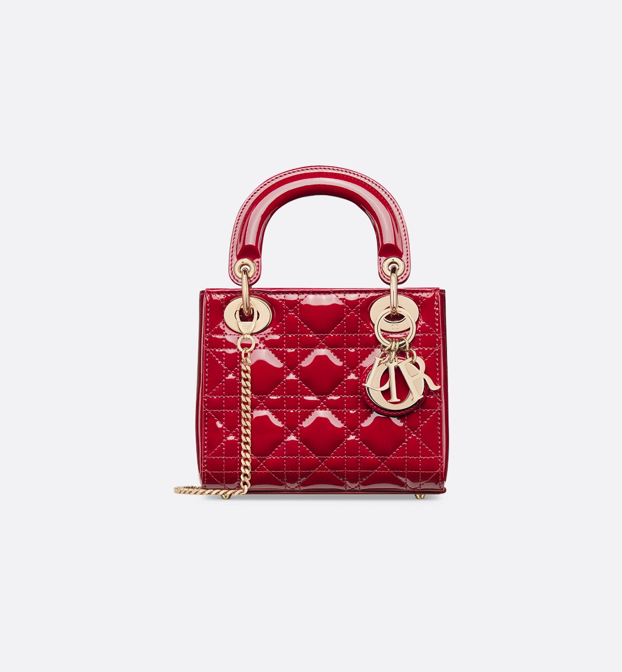 Sac Lady Dior Mini verni rouge cerise