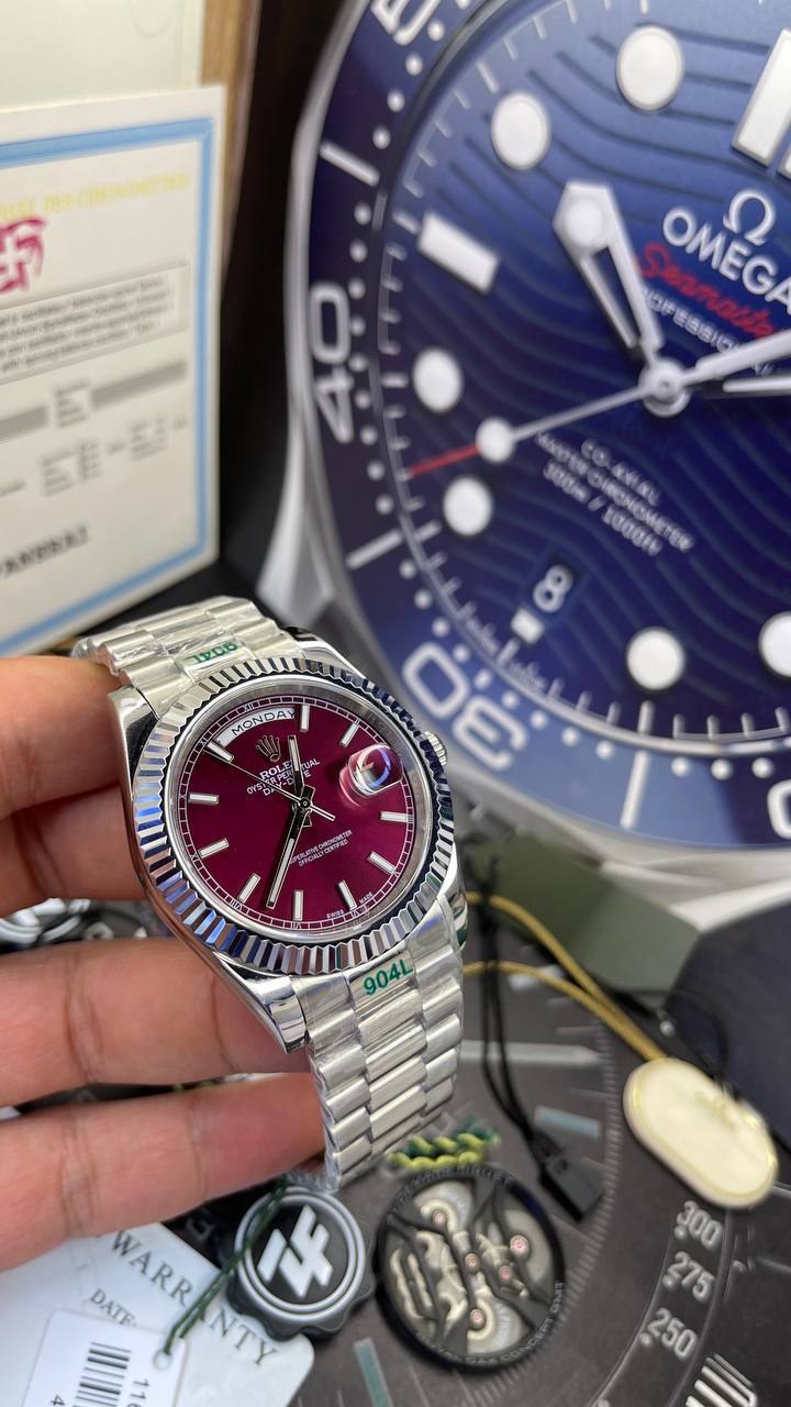 Rolex Day-Date 36 Cherry Red Dial Platinum