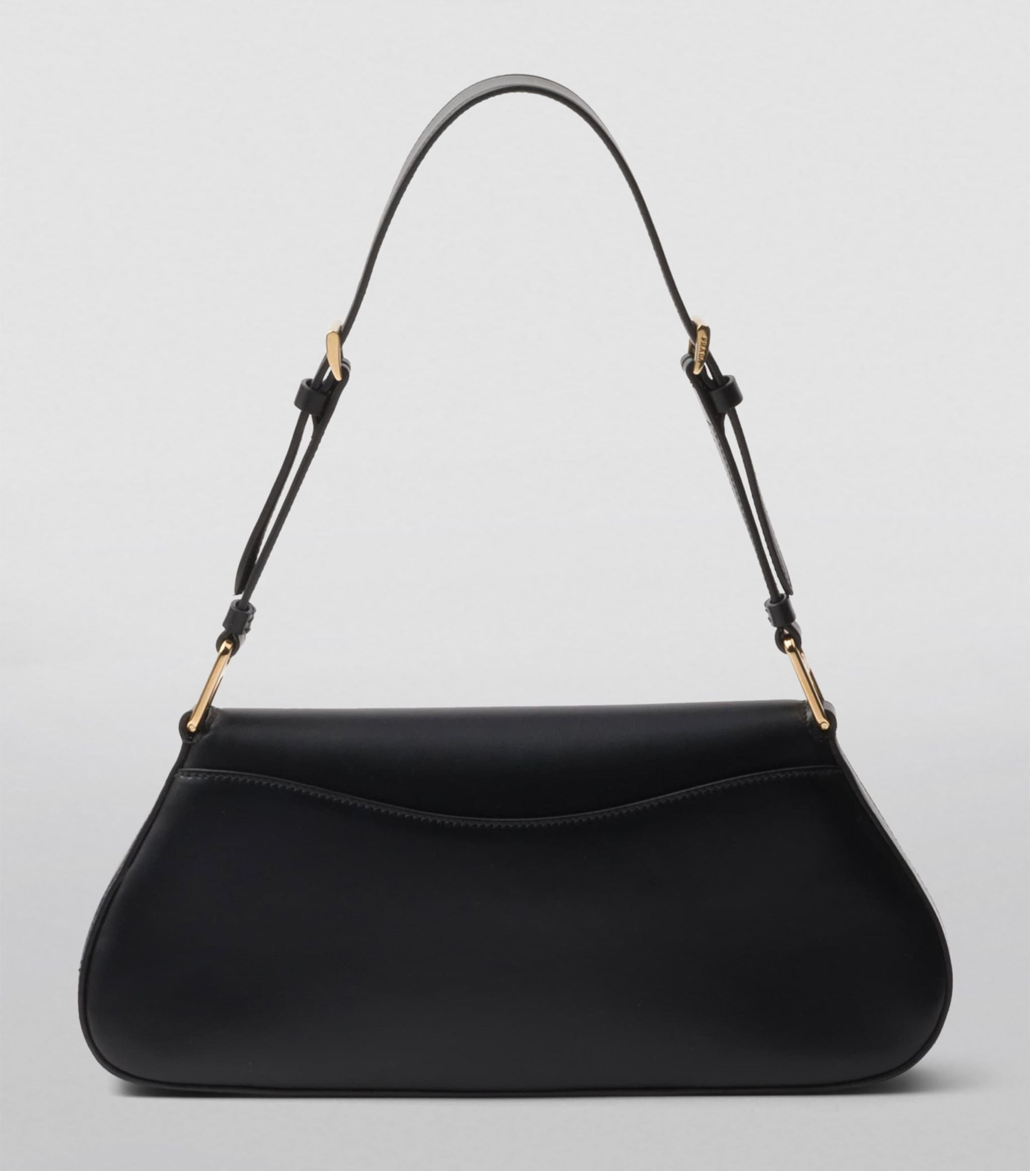 Sac porté épaule en vrai cuir verni Noir