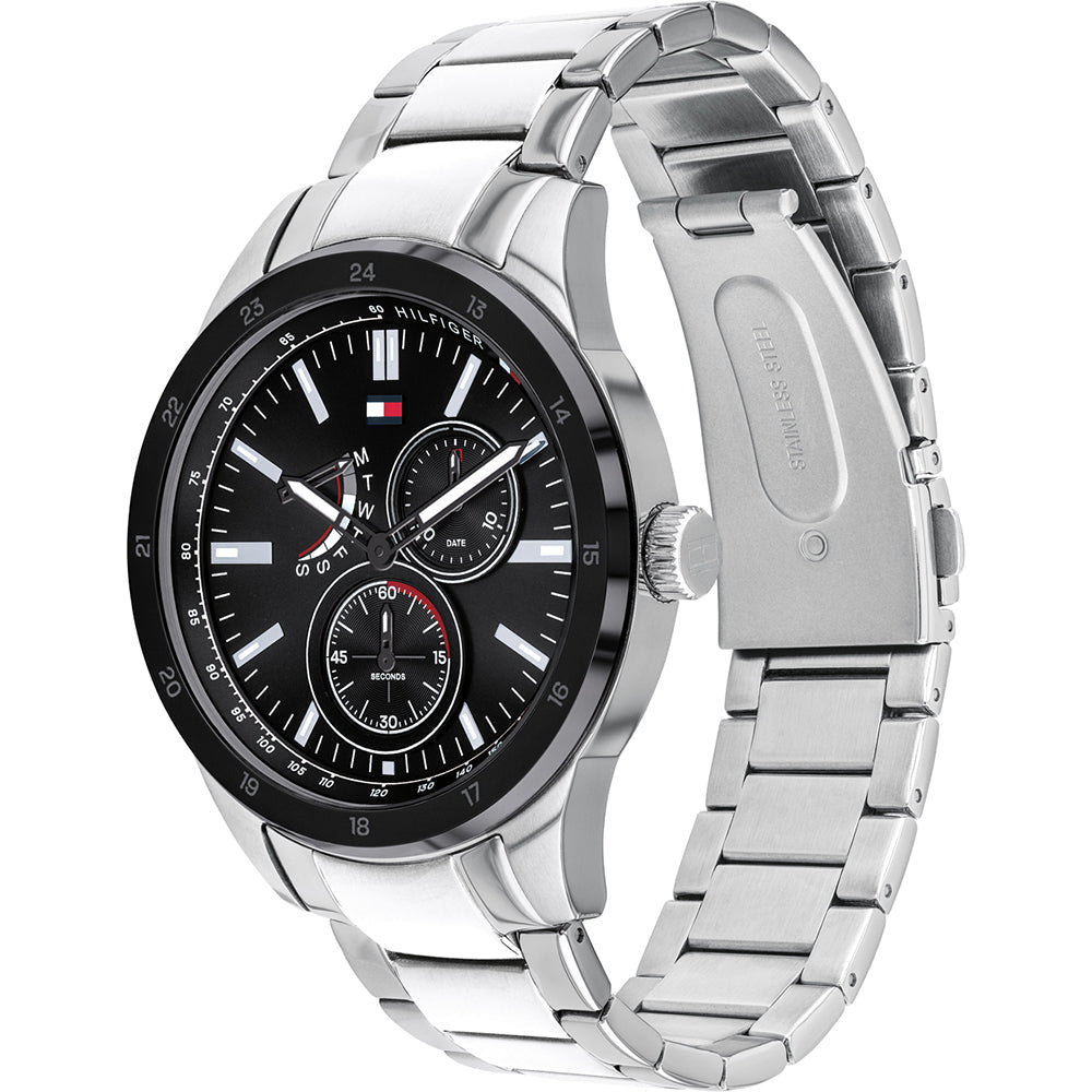 Montre Tommy Hilfiger Austin avec cadran noir et bracelet en acier argenté pour homme - 1791639