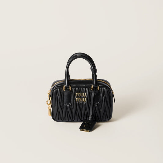 Sac Arcadie nappa matelassé en noir