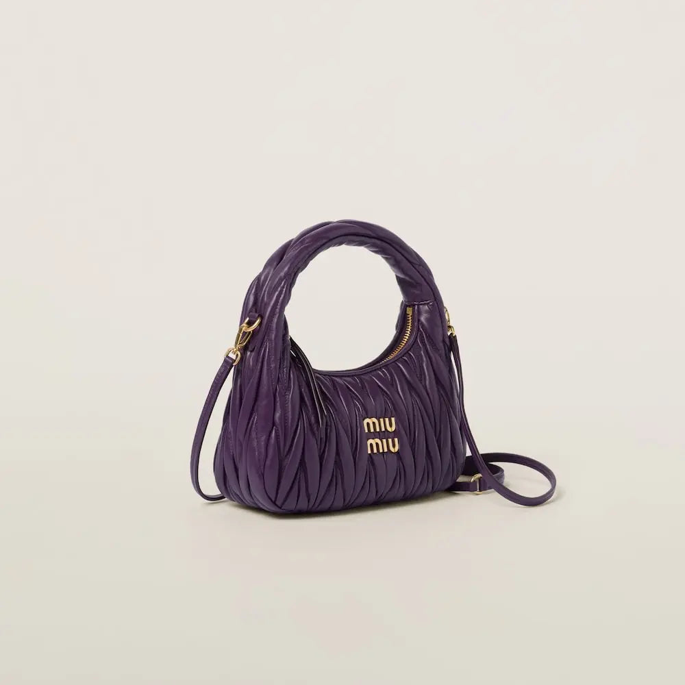 Sac hobo Wander nappa matelassé en violet