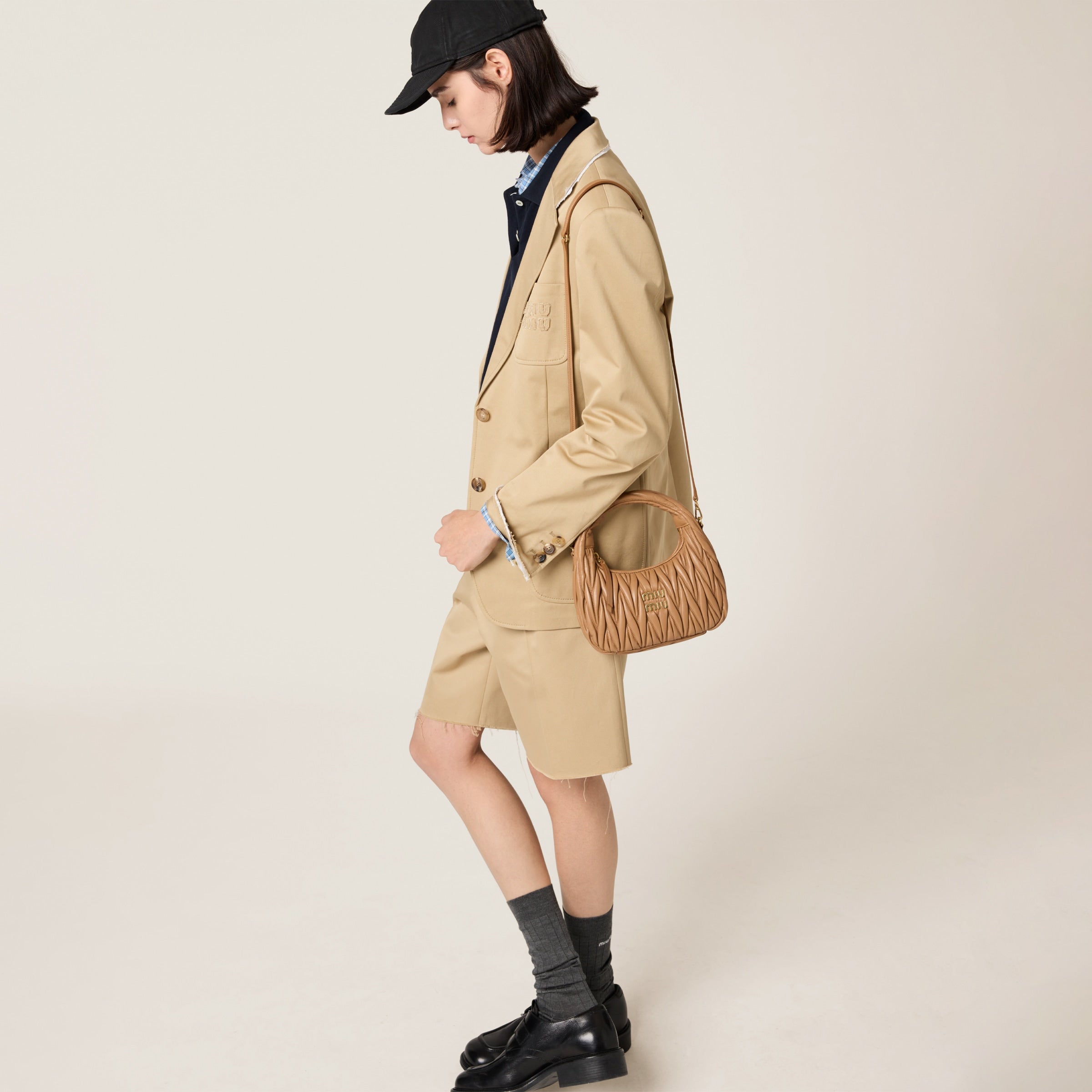 Sac hobo Wander nappa matelassé en marron foncé