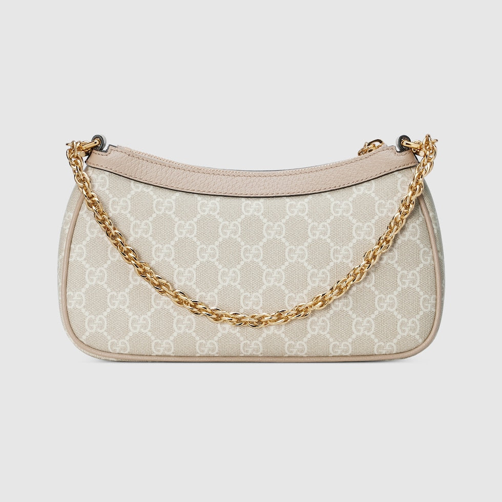 SAC À ÉPAULE OPHIDIA PETITE TAILLE beige et blanche