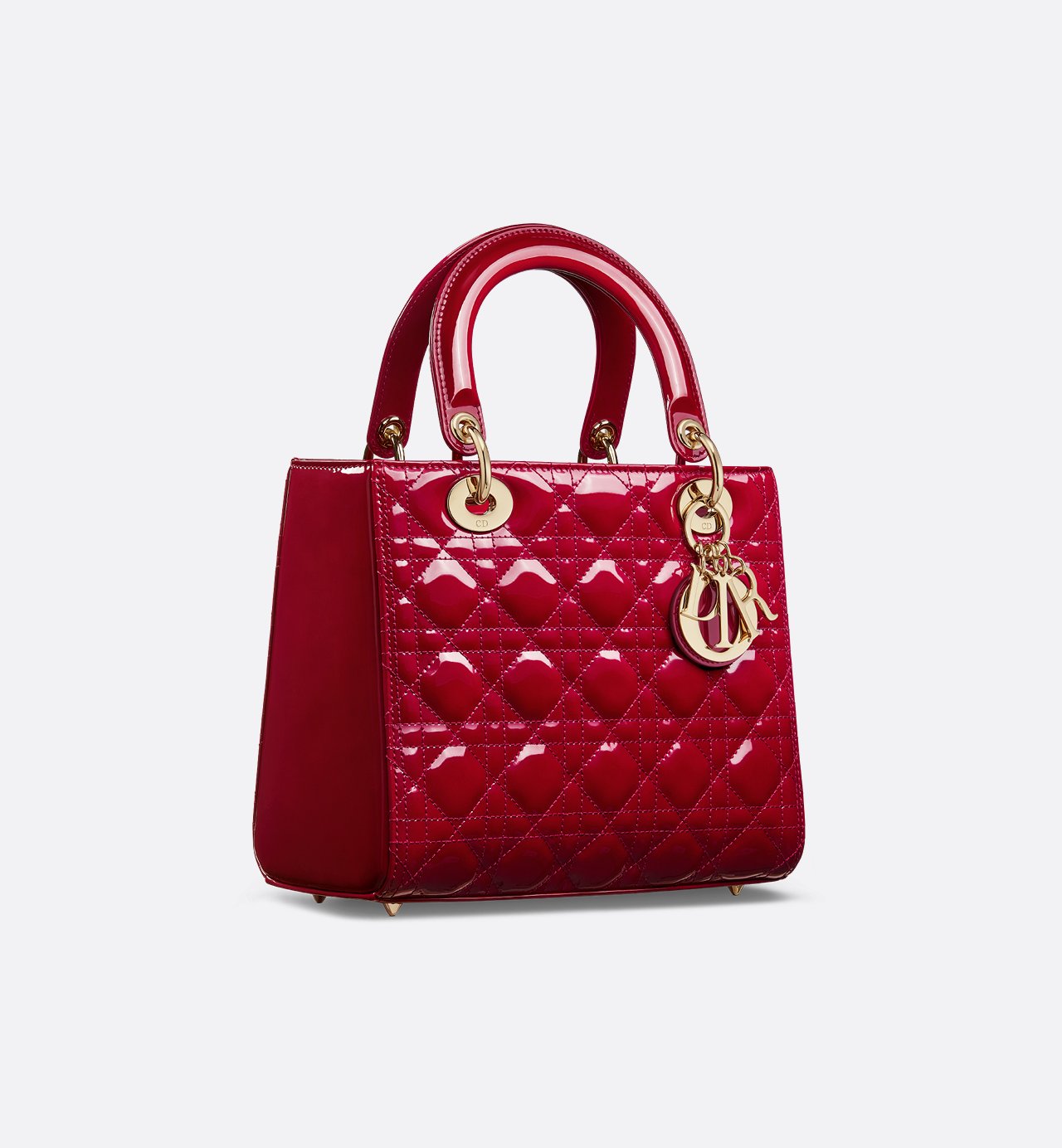 Sac Lady Dior Medium verni rouge cerise
