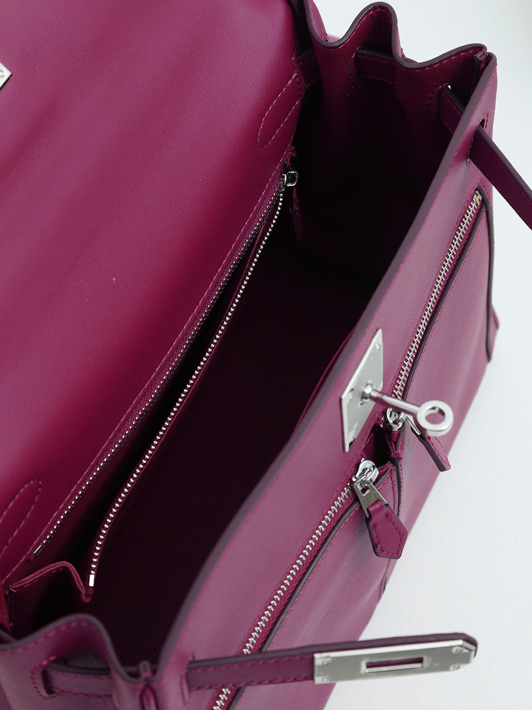 Sac À Main En Cuir Véritable Minimaliste À Double Poche Et Fermeture À Clé Pour Femmes
