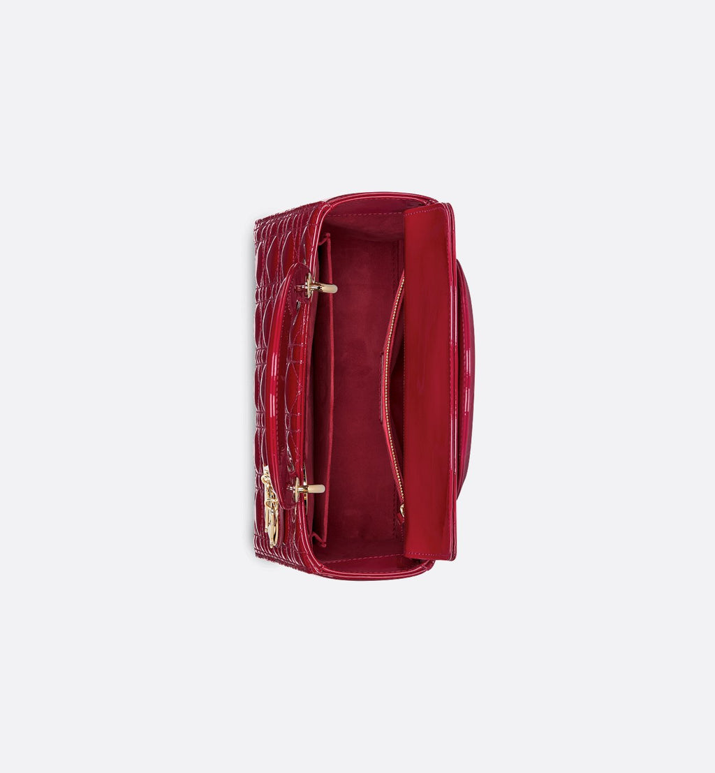 Sac Lady Dior Medium verni rouge cerise