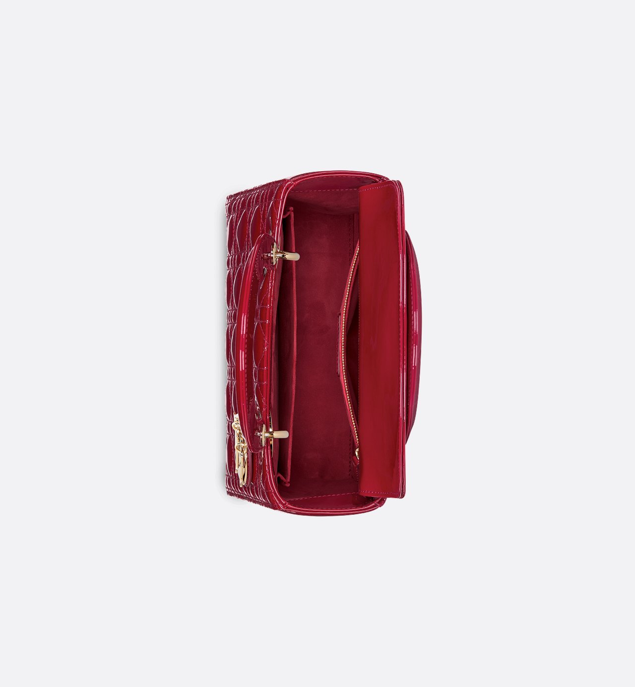 Sac Lady Dior Medium verni rouge cerise