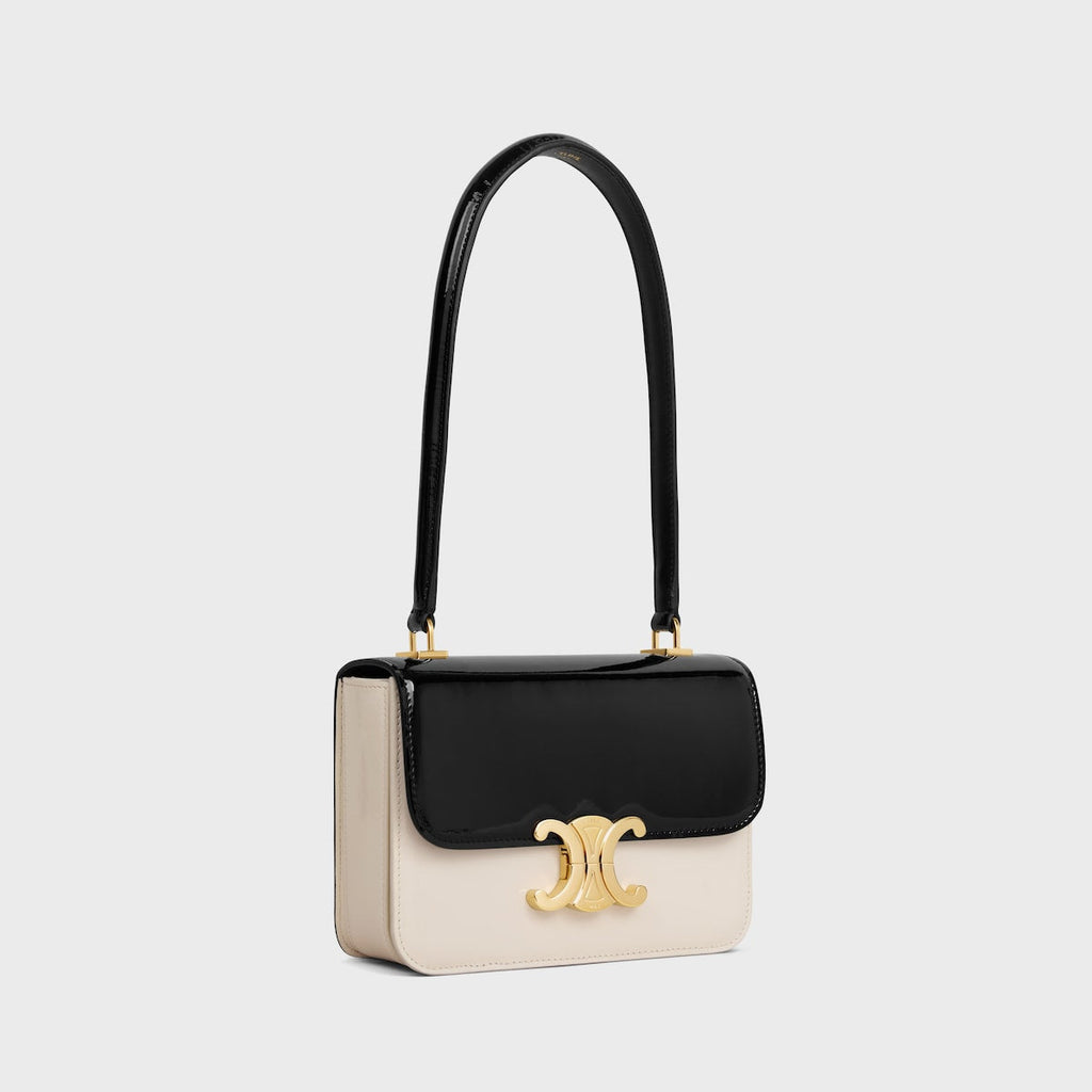 SAC TEEN GARANCE EN VEAU VERNI BICOLORE EN NOIR / BLANC