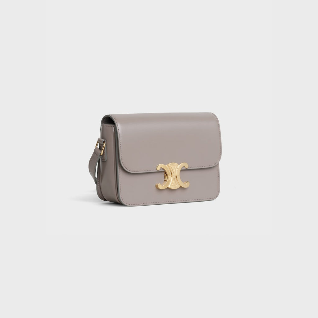 SAC TRIOMPHE TEEN VEAU BRILLANT EN GRIS CAILLOU