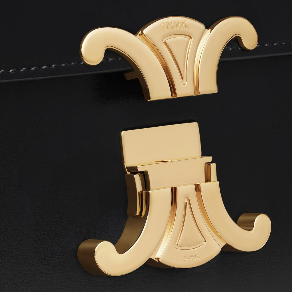 SAC TRIOMPHE TEEN VEAU BRILLANT EN NOIR ET DORÉ