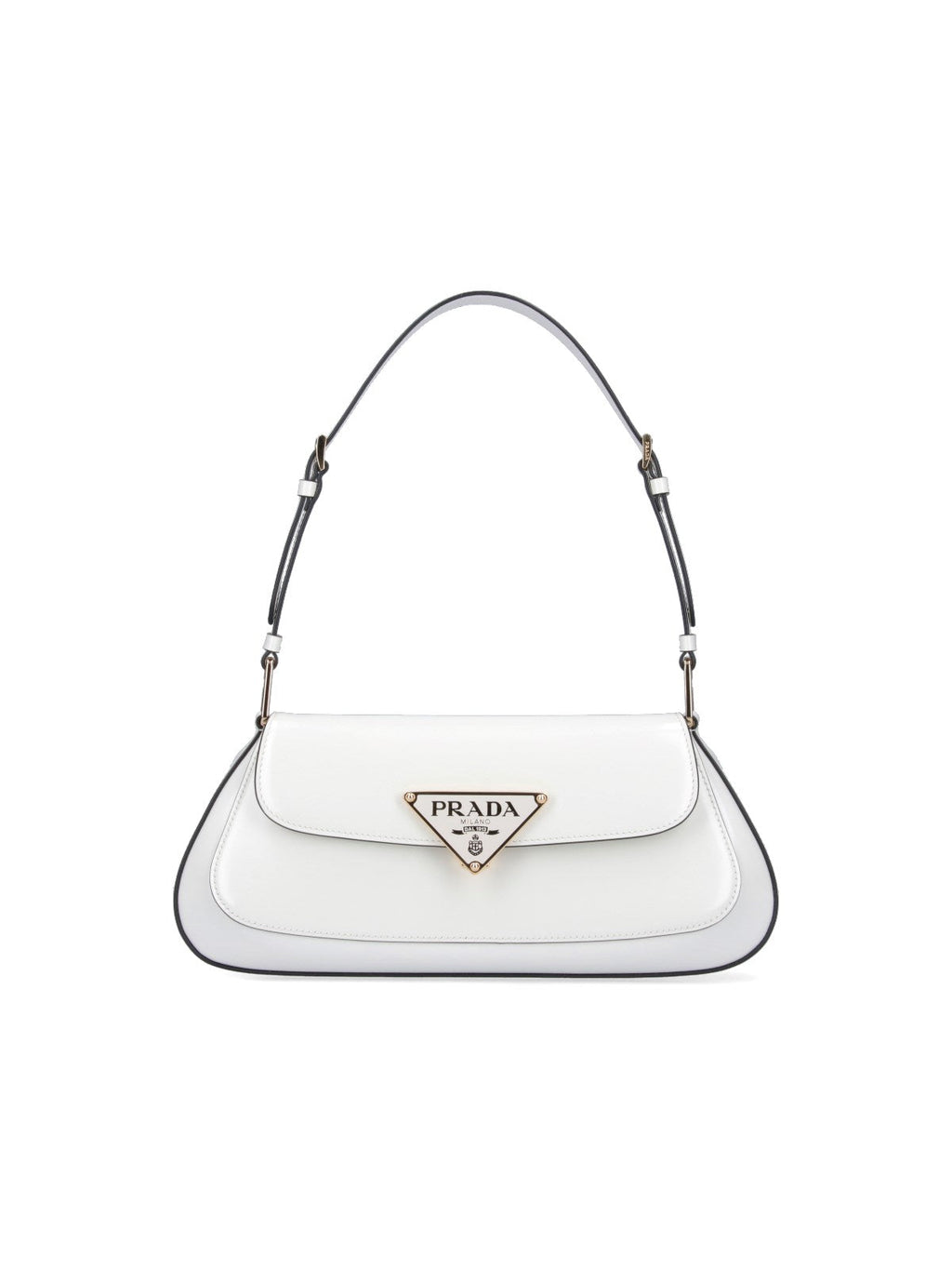 Sac porté épaule en vrai cuir verni Blanc