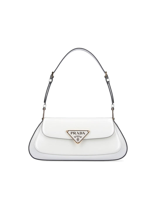 Sac porté épaule en vrai cuir verni Blanc