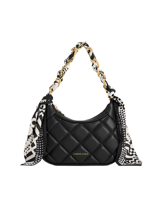 Mini sac matelassé à poignée foulard Alcott - Noir