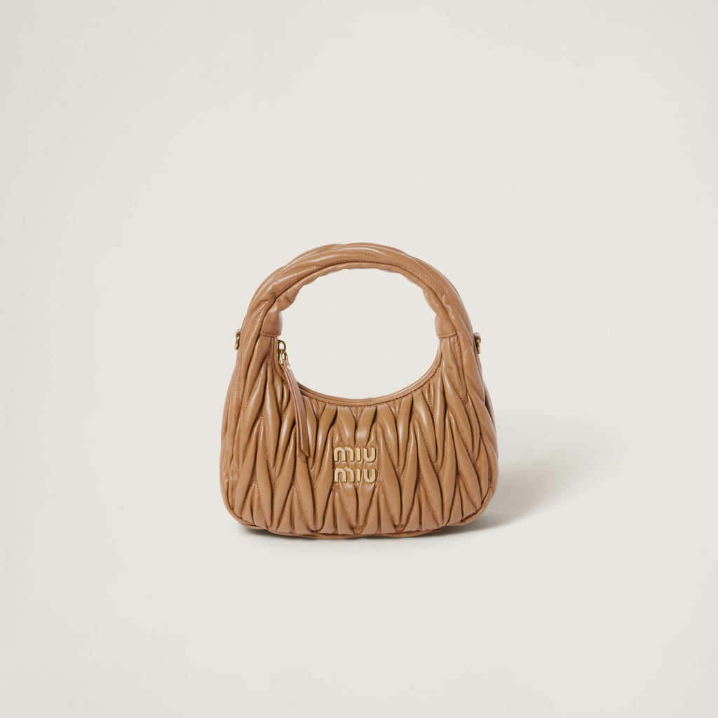 Sac hobo Wander nappa matelassé en marron foncé