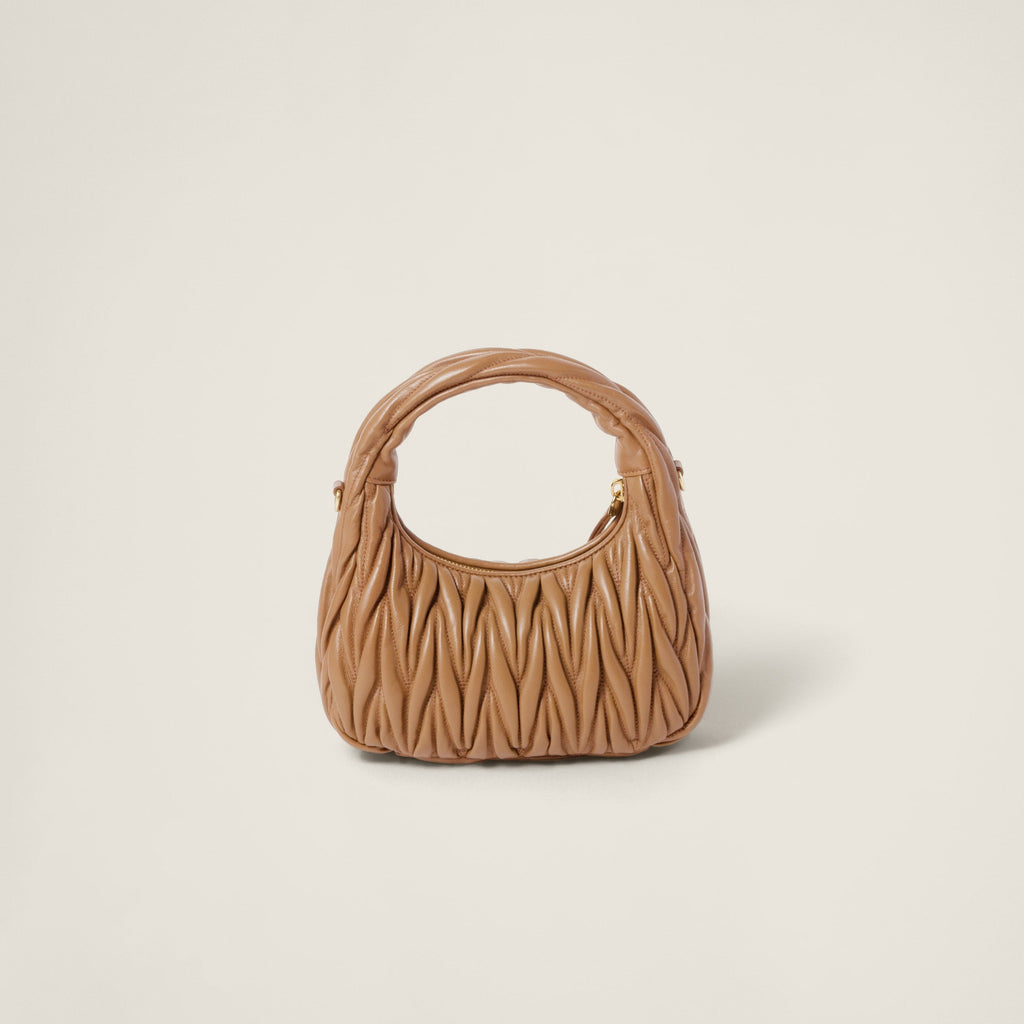 Sac hobo Wander nappa matelassé en marron foncé