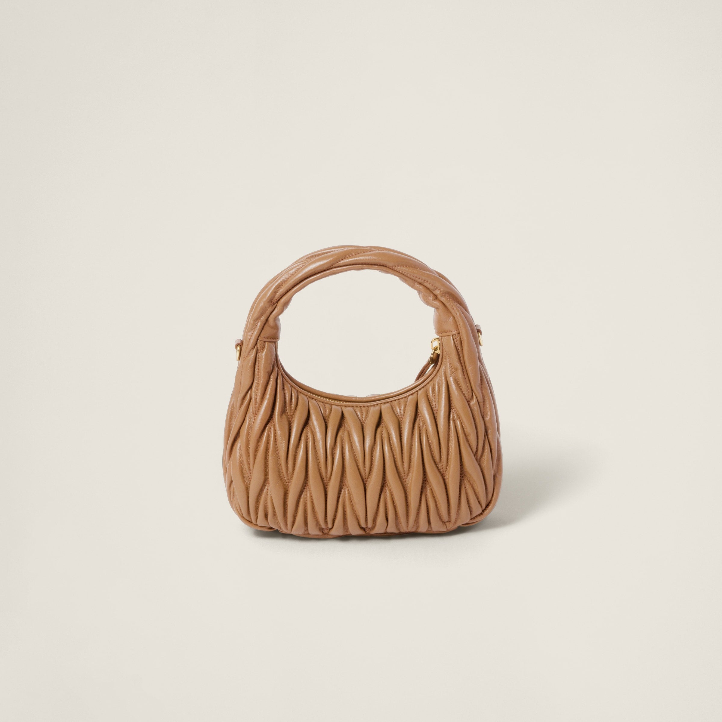 Sac hobo Wander nappa matelassé en marron foncé