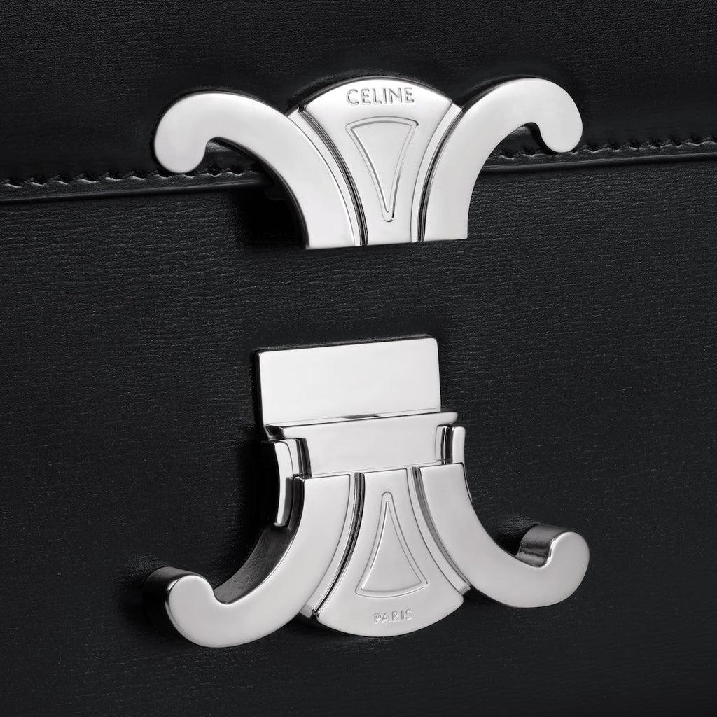 SAC TRIOMPHE TEEN VEAU BRILLANT EN NOIR ET ARGENTÉ