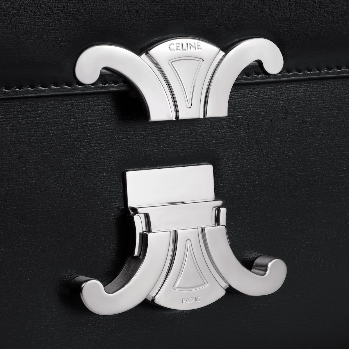 SAC TRIOMPHE TEEN VEAU BRILLANT EN NOIR ET ARGENTÉ