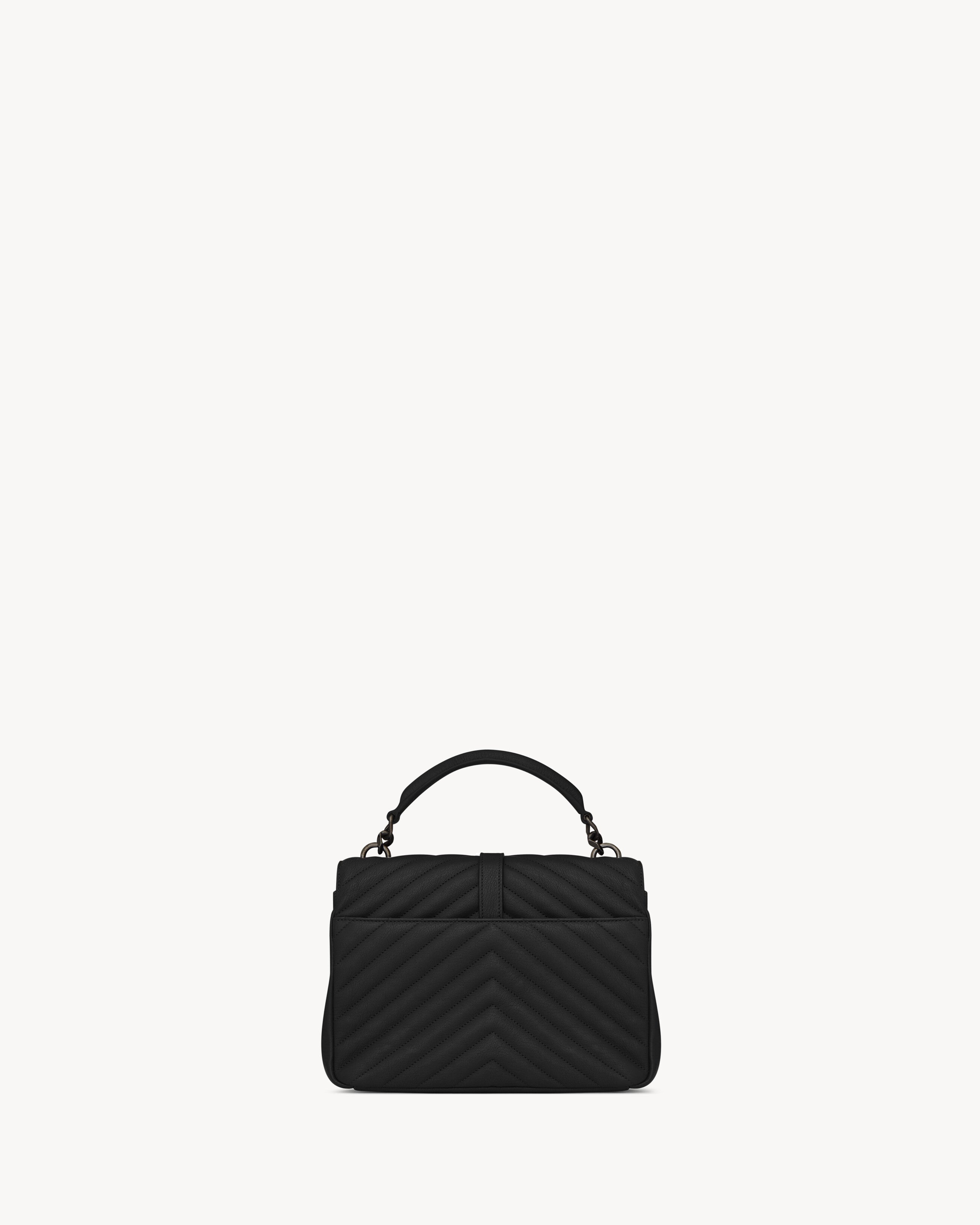 SAC YSL COLLÈGE MEDIUM EN SEMI CUIR MATELASSÉ
NOIR ET ARGENTÉ