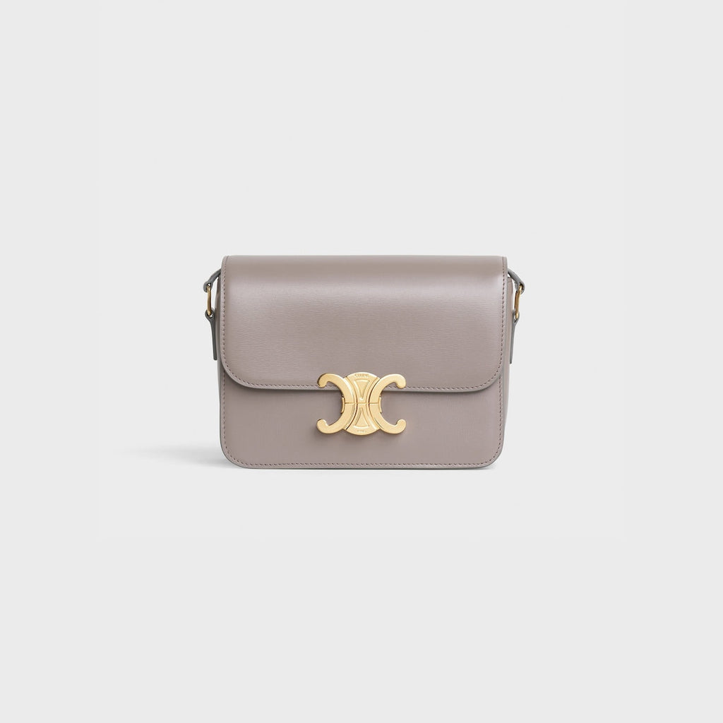SAC TRIOMPHE TEEN VEAU BRILLANT EN GRIS CAILLOU