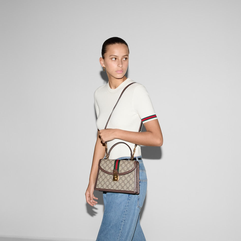 SAC OPHIDIA MINI À POIGNÉE SUPÉRIEURE AVEC TOILE