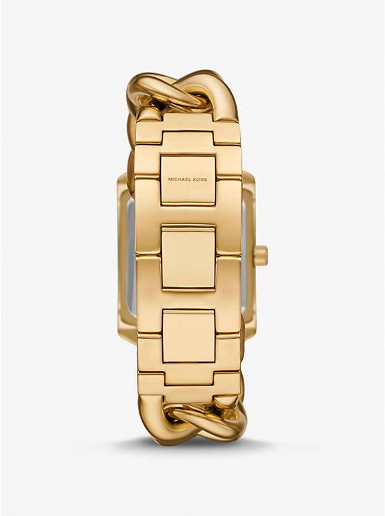 Montre MK Emery surdimensionnée dorée à maillons gourmette et à pavé