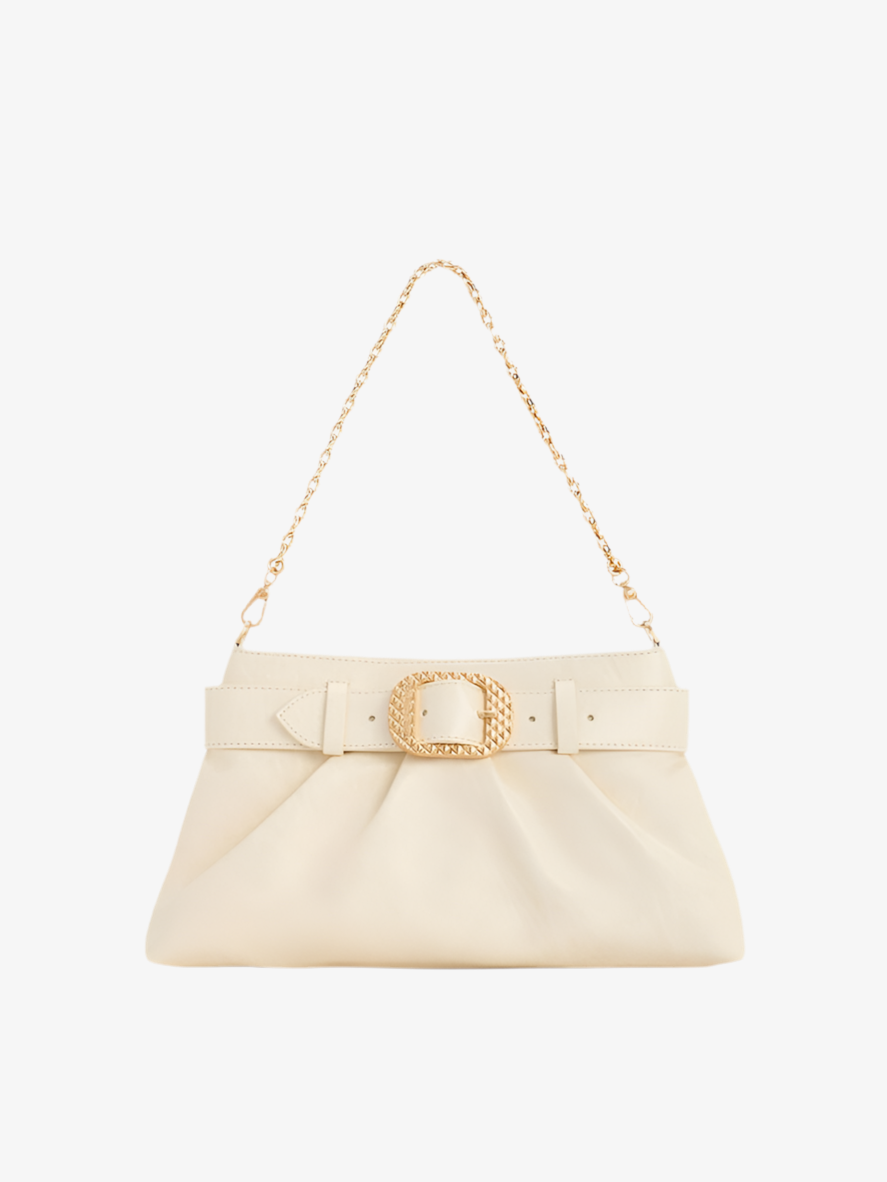 Sac porté épaule froncé ceinturé Avis - Crème