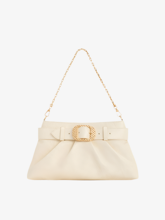 Sac porté épaule froncé ceinturé Avis - Crème