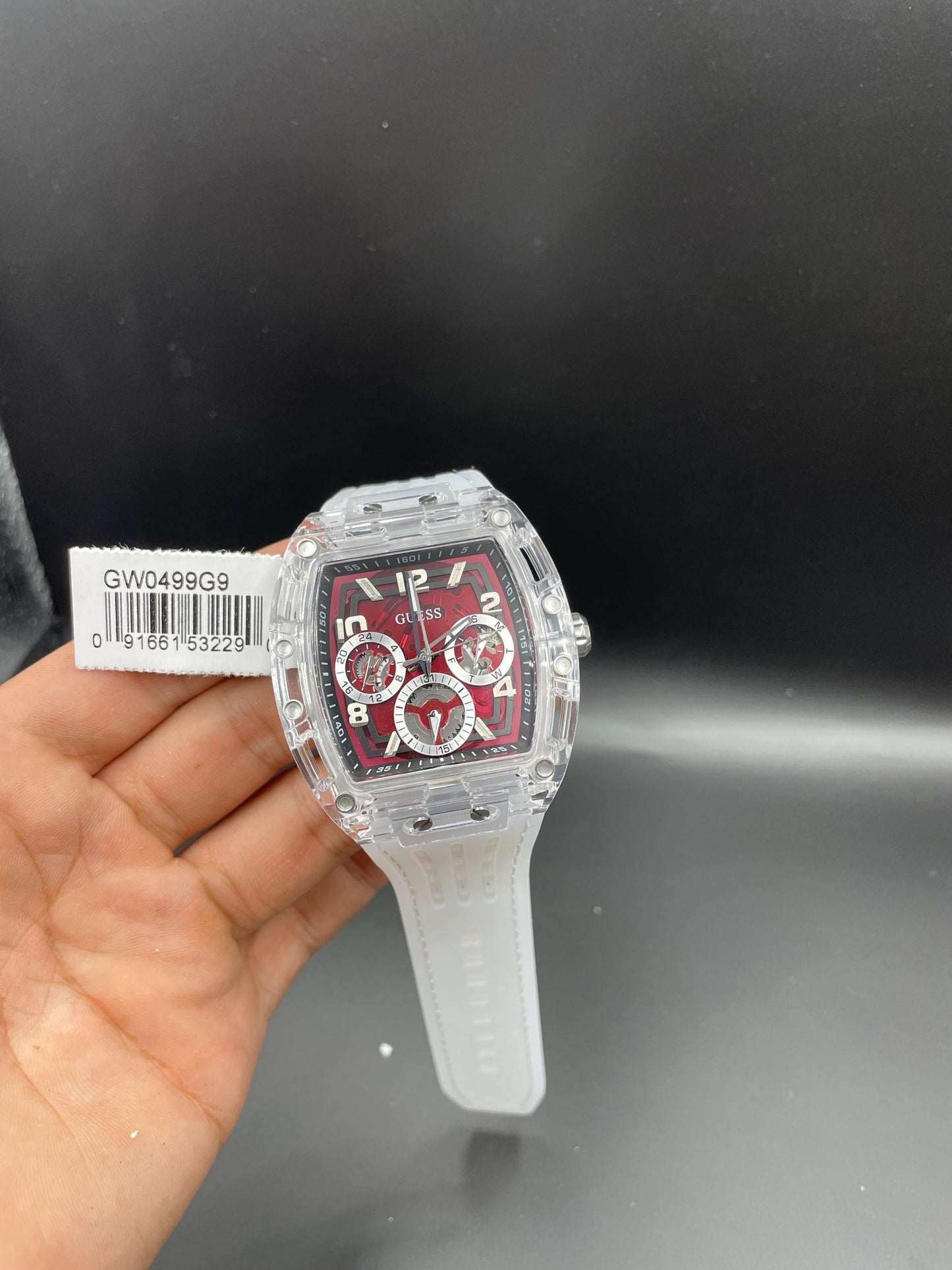 Montre Homme Guess Phoenix - GW0499G9 Bracelet Plastique transparent