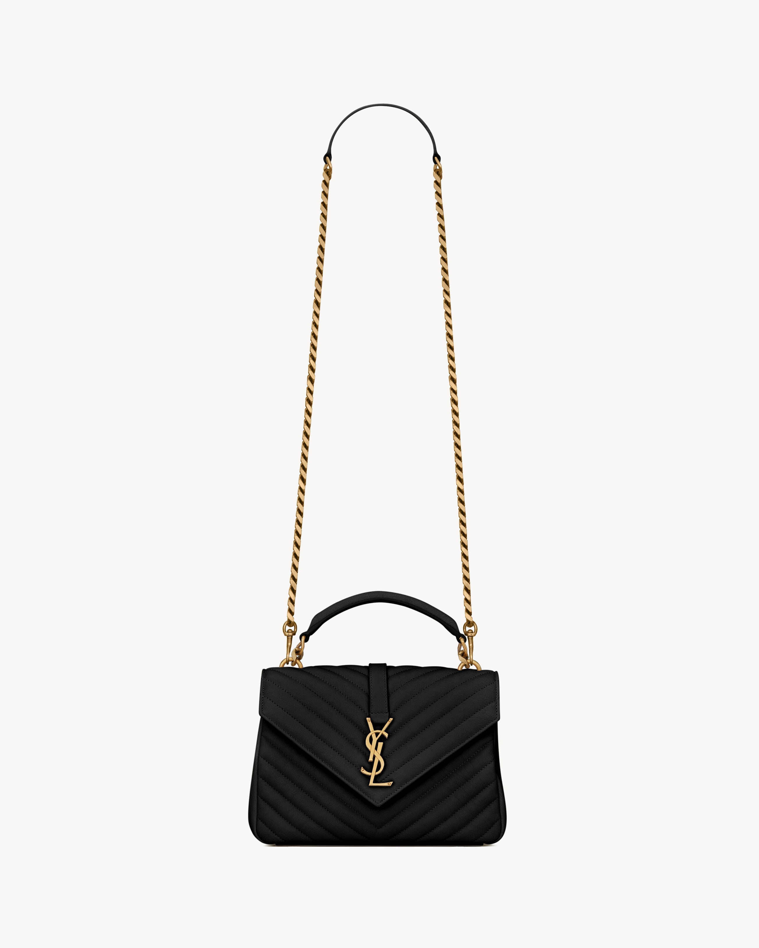 SAC YSL COLLÈGE MEDIUM EN SEMI CUIR MATELASSÉ
NOIR ET DORÉ