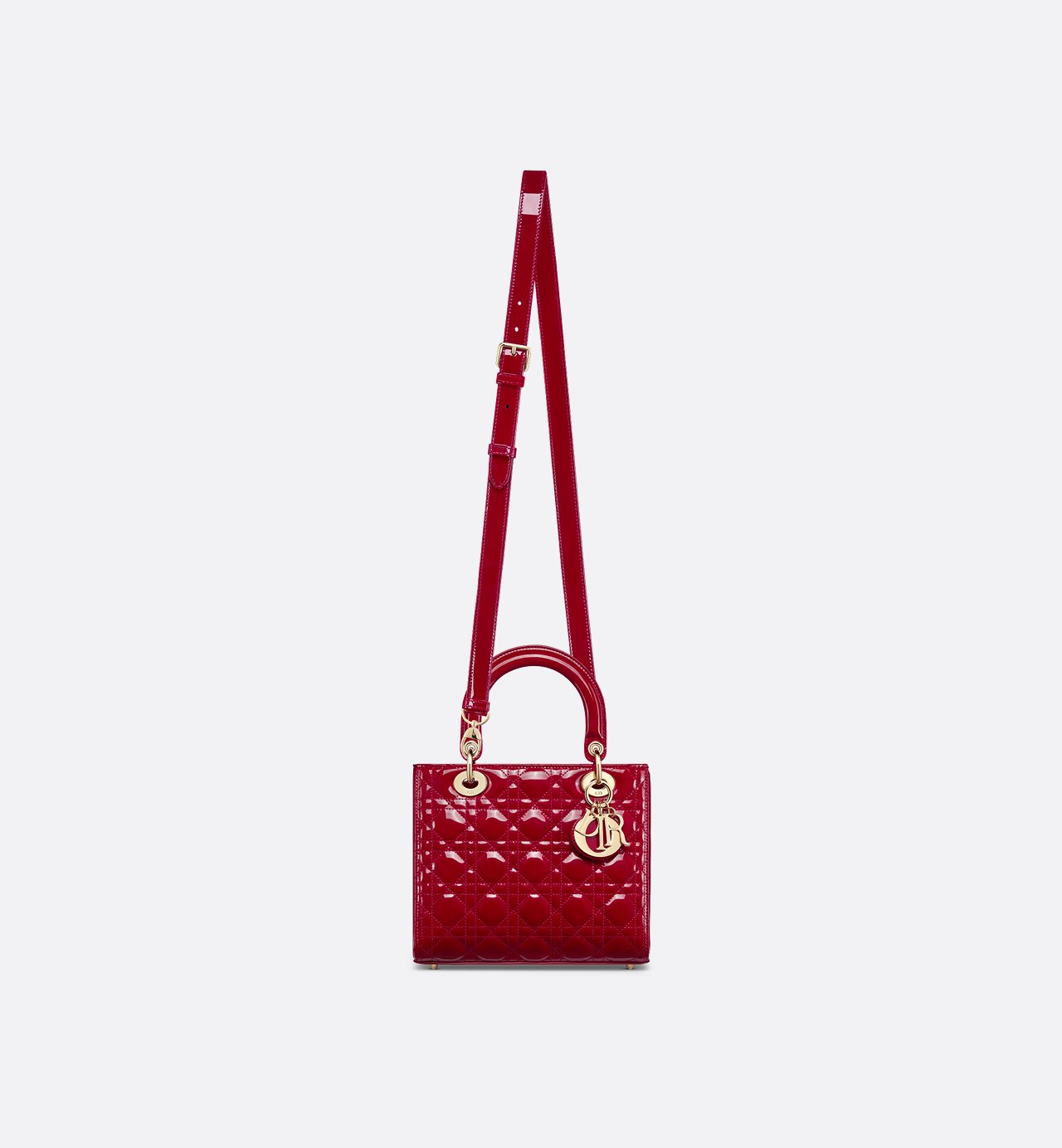 Sac Lady Dior Medium verni rouge cerise