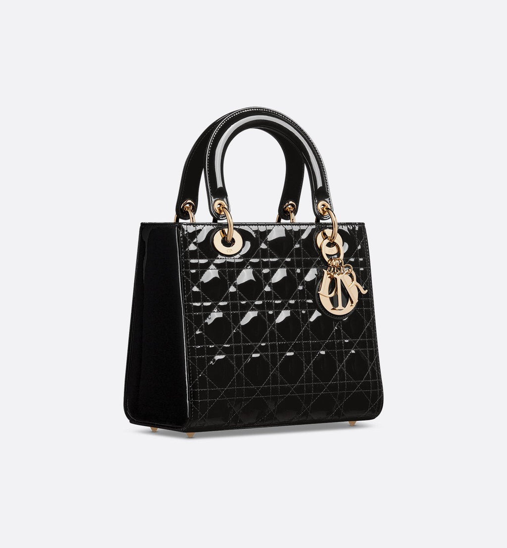 Sac Lady Dior Medium verni noir
