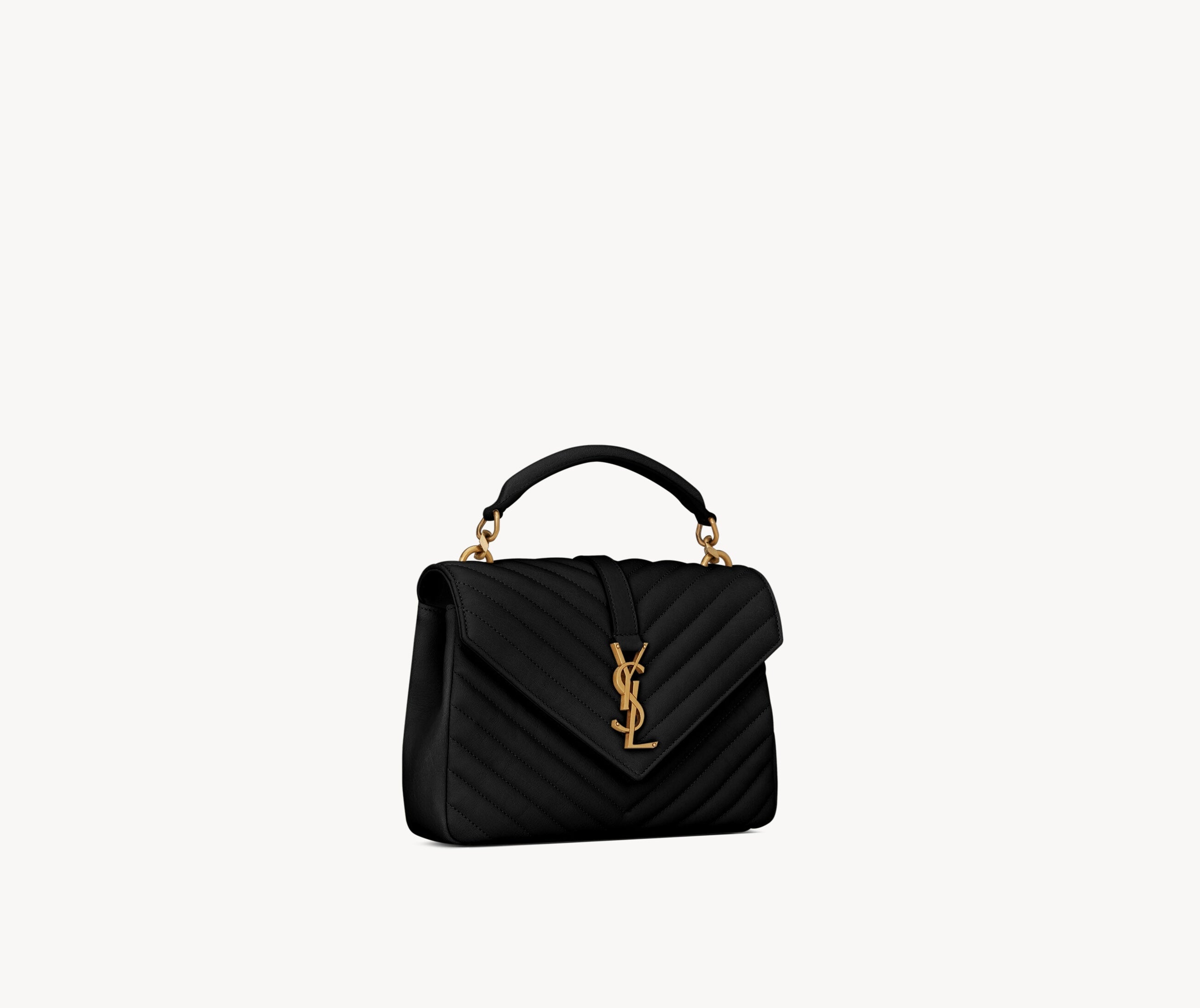 SAC YSL COLLÈGE MEDIUM EN SEMI CUIR MATELASSÉ
NOIR ET DORÉ