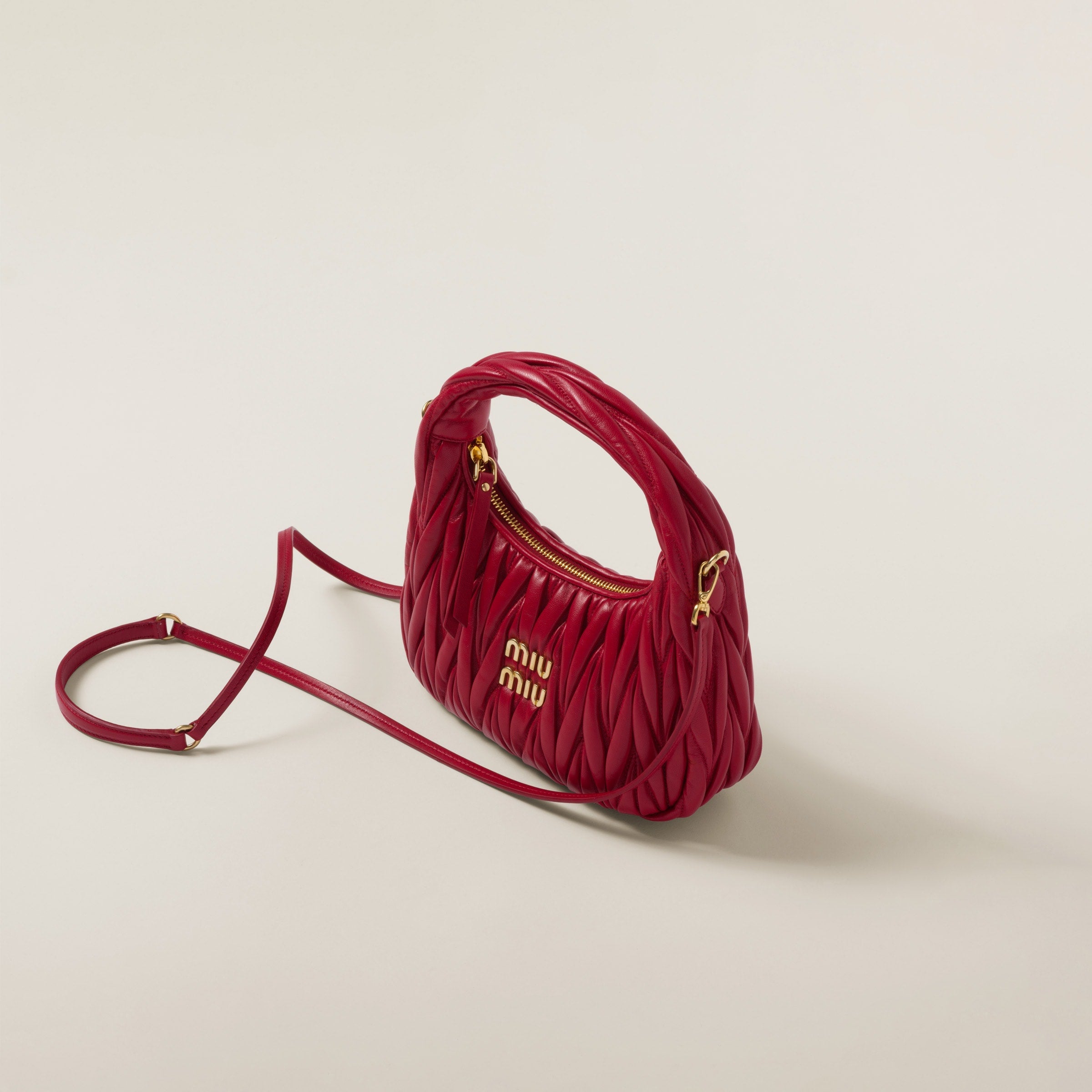 Sac hobo Wander nappa matelassé en rouge