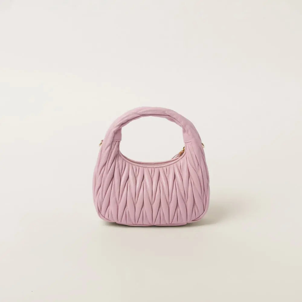 Sac hobo Wander nappa matelassé en rose