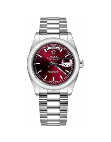 Rolex Day-Date 36 Cherry Red Dial Platinum