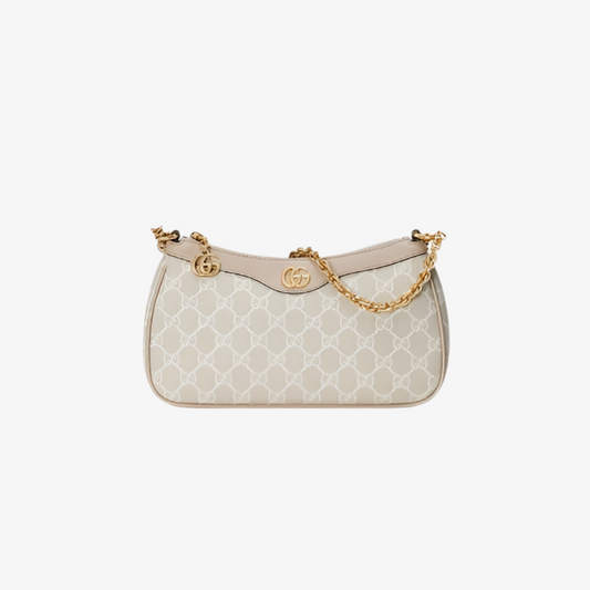 SAC À ÉPAULE OPHIDIA PETITE TAILLE beige et blanche