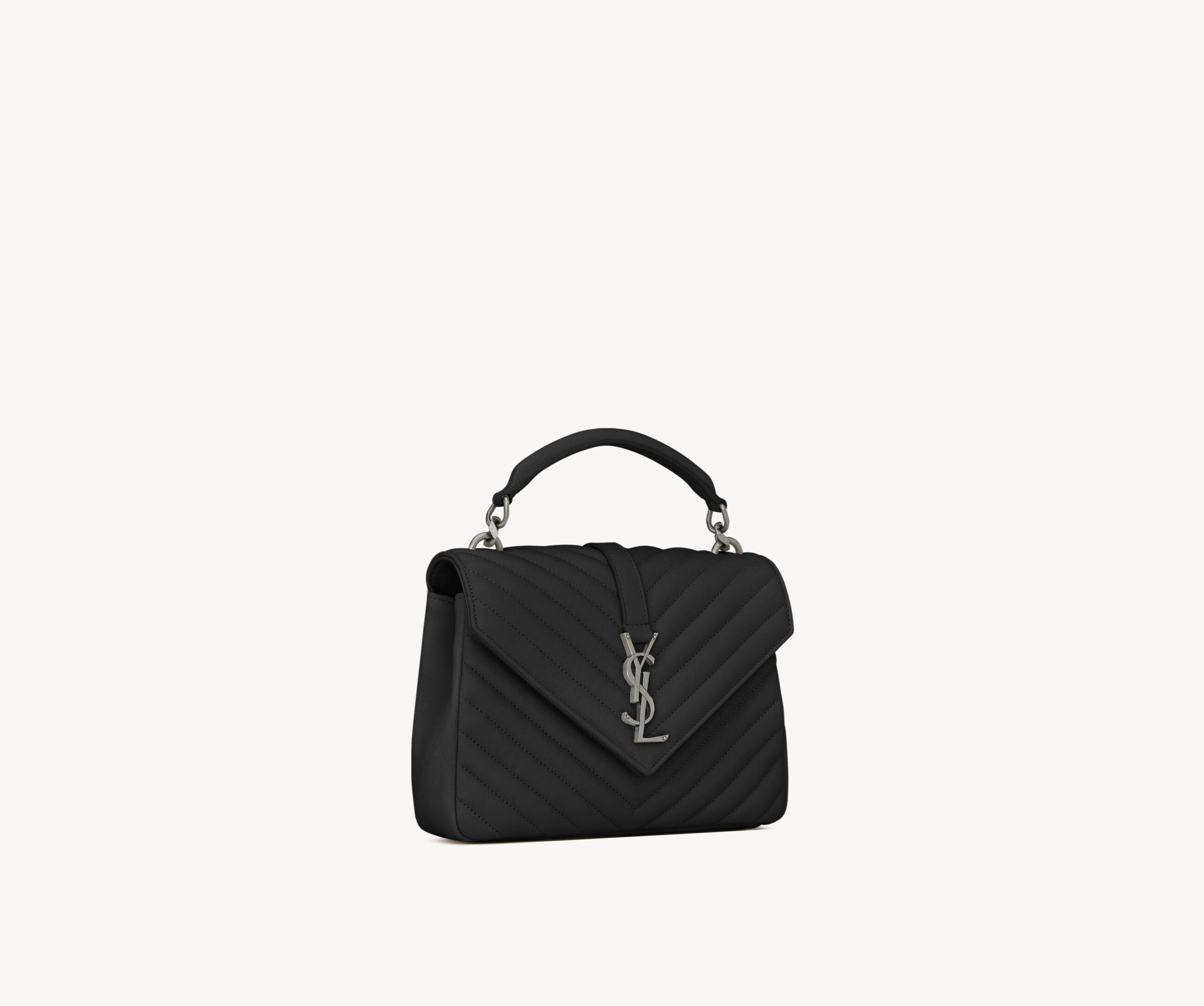 SAC YSL COLLÈGE MEDIUM EN SEMI CUIR MATELASSÉ
NOIR ET ARGENTÉ