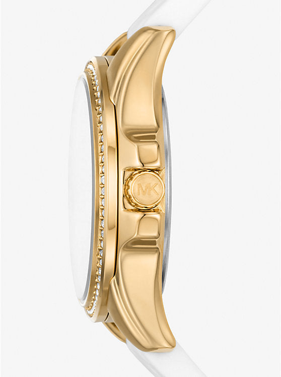 Montre femme Michael Kors Mini Pilot MK7372 cadran blanc et bracelet silicone